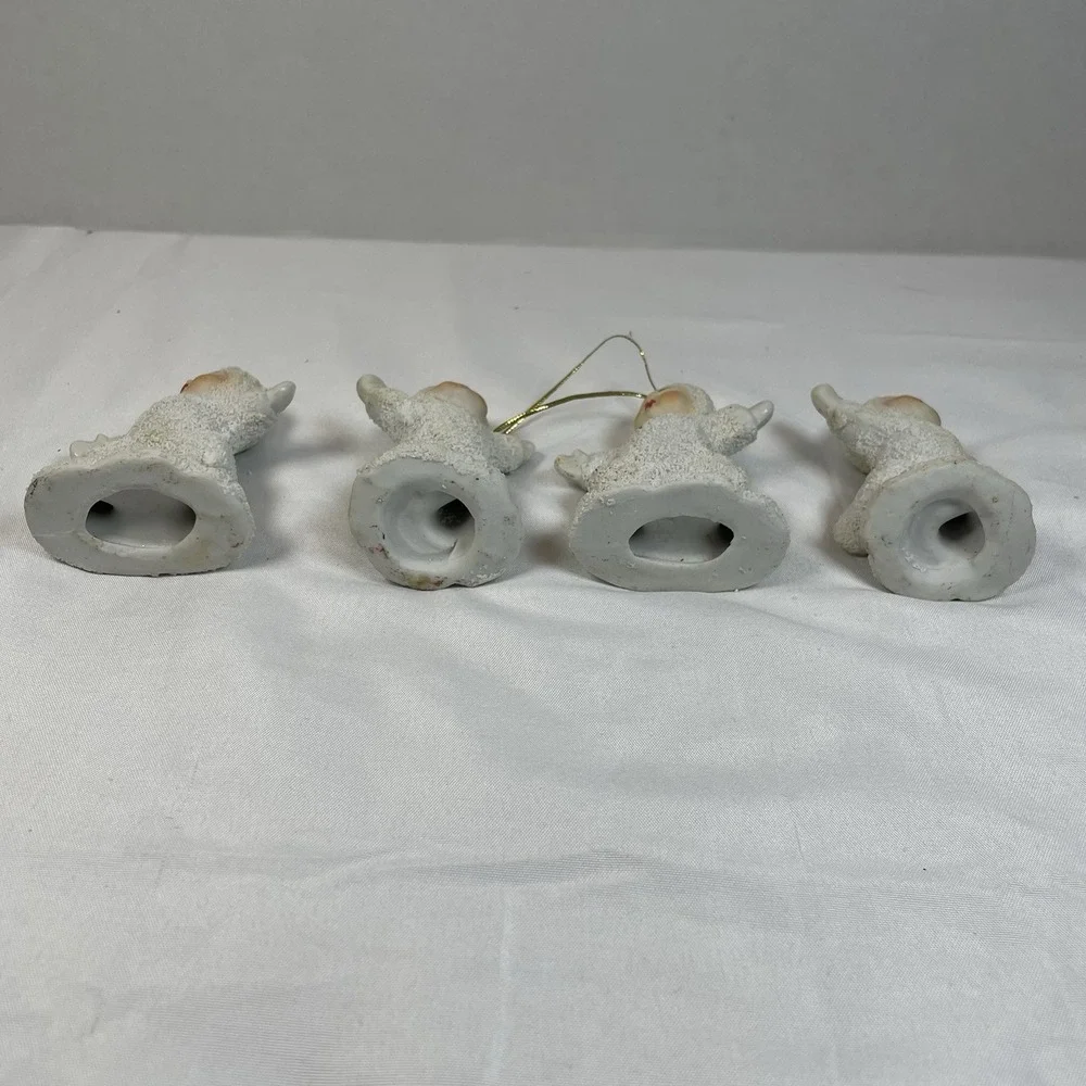 Vtg. Porcelain Snow Baby Figurines Set of 4 Christmas Ornaments Textured White